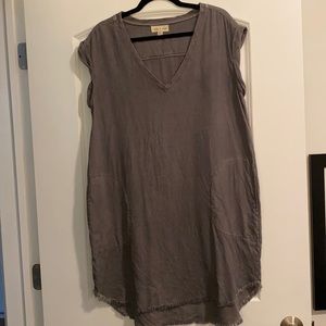 Gray Anthropologie frayed tunic dress